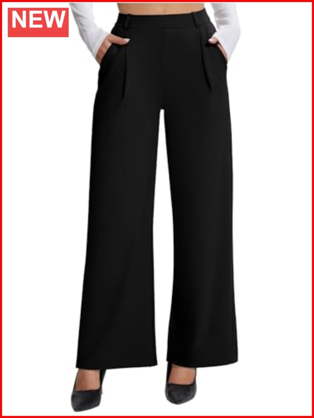 Wide Leg Dress Pants Stretchy High Waist Pleated Work Trousers